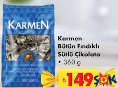 KARMEN BÜTÜN FINDIKLI SÜTLÜ ÇİKOLATA 360 G - BAYRAM ŞEKERİ/ÇİKOLATASI